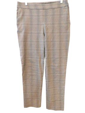 Hilary Radley M Medium Gray Plaid Straight Leg Trouser Pants Old Money Workwear